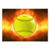 SlipperyJoe's gele softbal vuurbal vlammen rasp Foto Afdruk (Voorkant)