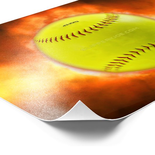 SlipperyJoe's gele softbal vuurbal vlammen rasp Foto Afdruk (Hoek)