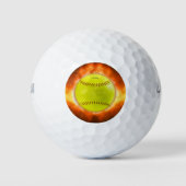 SlipperyJoe's gele softbal vuurbal vlammen rasp Golfballen (Voorkant)