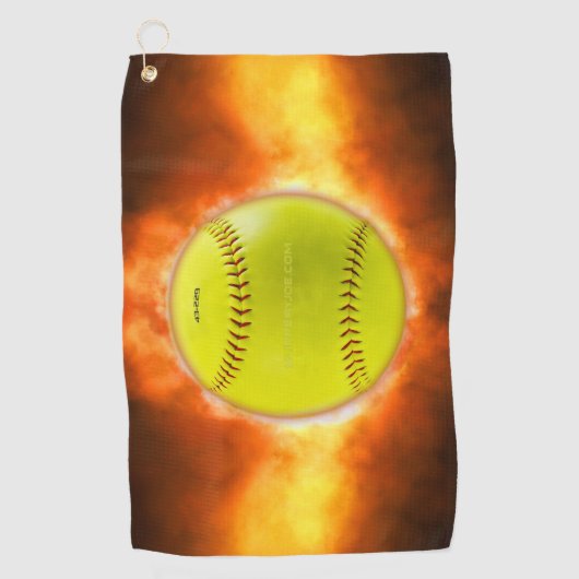 SlipperyJoe's gele softbal vuurbal vlammen rasp Golfhanddoek (Voorkant)