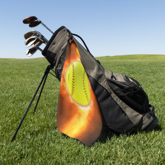 SlipperyJoe's gele softbal vuurbal vlammen rasp Golfhanddoek (Groen)