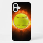 SlipperyJoe's gele softbal vuurbal vlammen rasp iPhone Hoesje (Achterkant)