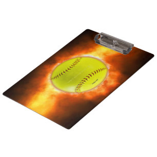 SlipperyJoe's gele softbal vuurbal vlammen rasp Klembord