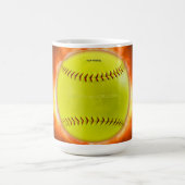 SlipperyJoe's gele softbal vuurbal vlammen rasp Koffiemok (Center)