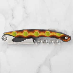 SlipperyJoe's gele softbal vuurbal vlammen rasp Kurkentrekker