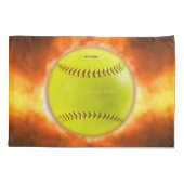 SlipperyJoe's gele softbal vuurbal vlammen rasp Kussensloop (Achterkant)