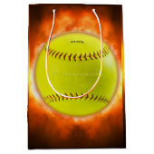 SlipperyJoe's gele softbal vuurbal vlammen rasp Medium Cadeauzakje (Voorkant)