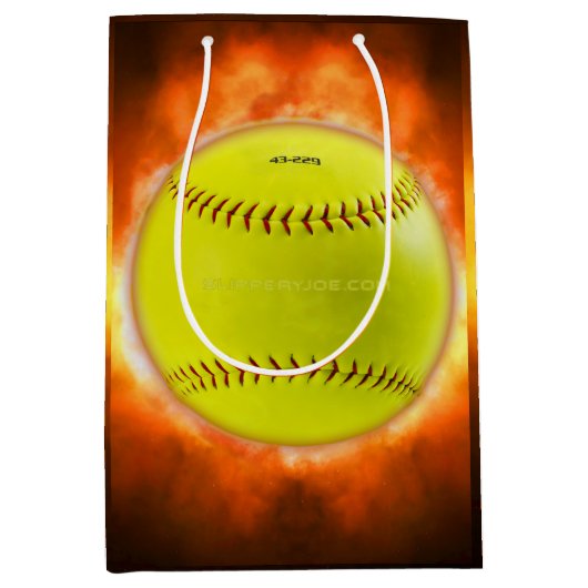 SlipperyJoe's gele softbal vuurbal vlammen rasp Medium Cadeauzakje (Voorkant)