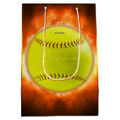 SlipperyJoe's gele softbal vuurbal vlammen rasp Medium Cadeauzakje (Achterkant)