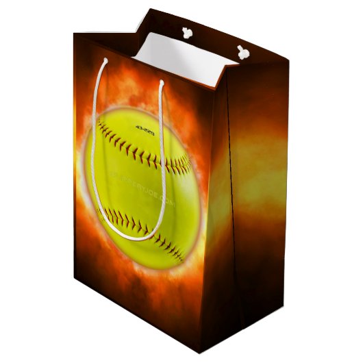 SlipperyJoe's gele softbal vuurbal vlammen rasp Medium Cadeauzakje (Achterkant Gekanteld)