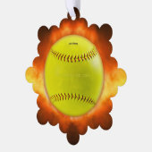 SlipperyJoe's gele softbal vuurbal vlammen rasp Ornament Kaart (Links)