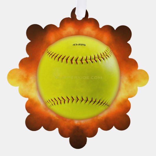 SlipperyJoe's gele softbal vuurbal vlammen rasp Ornament Kaart