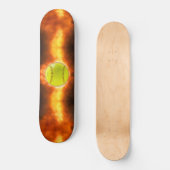 SlipperyJoe's gele softbal vuurbal vlammen rasp Persoonlijk Skateboard (Voorkant)