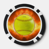 SlipperyJoe's gele softbal vuurbal vlammen rasp Poker Chips (Achterkant)