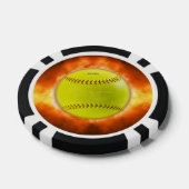 SlipperyJoe's gele softbal vuurbal vlammen rasp Poker Chips (Enkel)