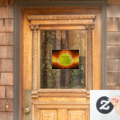 SlipperyJoe's gele softbal vuurbal vlammen rasp Raamsticker (Huis Deur)