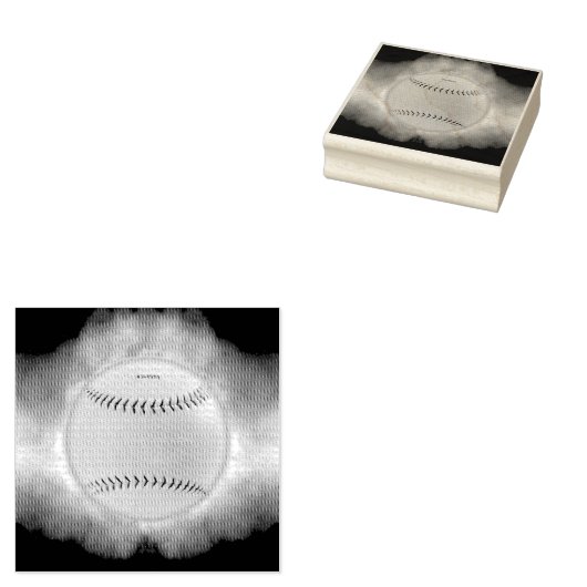 SlipperyJoe's gele softbal vuurbal vlammen rasp Rubberstempel (Gestempeld)