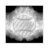 SlipperyJoe's gele softbal vuurbal vlammen rasp Rubberstempel (Afrduk)