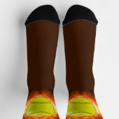 SlipperyJoe's gele softbal vuurbal vlammen rasp Sokken (Top)