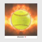 SlipperyJoe's gele softbal vuurbal vlammen rasp Sticker (Vel)