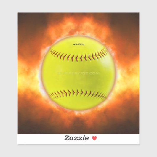 SlipperyJoe's gele softbal vuurbal vlammen rasp Sticker (Vel)