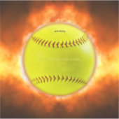 SlipperyJoe's gele softbal vuurbal vlammen rasp Sticker (Voorkant)