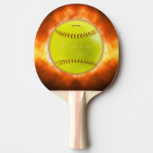 SlipperyJoe's gele softbal vuurbal vlammen rasp Tafeltennisbatje (Voorkant)