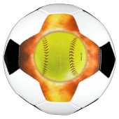 SlipperyJoe's gele softbal vuurbal vlammen rasp Voetbal (Gedraaid)