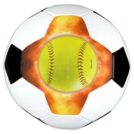 SlipperyJoe's gele softbal vuurbal vlammen rasp Voetbal (Gedraaid)