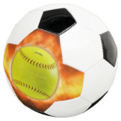 SlipperyJoe's gele softbal vuurbal vlammen rasp Voetbal (Drie kwart)