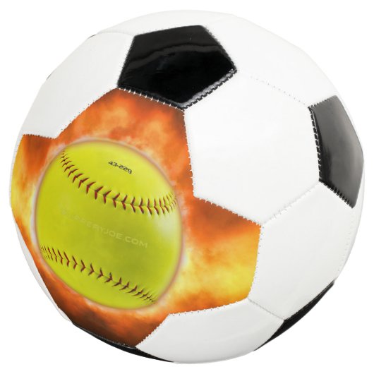 SlipperyJoe's gele softbal vuurbal vlammen rasp Voetbal (Drie kwart)