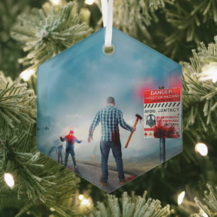 SlipperyJoe's gelukkige Halloween gloeiende ogen z Glas Ornament