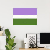 SlipperyJoe's Genderqueer Pride Flag kleuren Non-b Poster (Thuiskantoor)