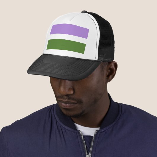 SlipperyJoe's Genderqueer Pride Flag kleuren Non-b Trucker Pet (In situ)