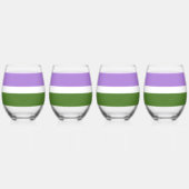 SlipperyJoe's Genderqueer Pride Flag kleuren Non-b Wijnglas Zonder Voet (Voorkant)