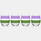 SlipperyJoe's Genderqueer Pride Flag kleuren Non-b Wijnglas Zonder Voet (Achterkant)
