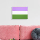 SlipperyJoe's genderqueer trotskleuren vlag lavend Canvas Afdruk (Insitu (Woonkamer))