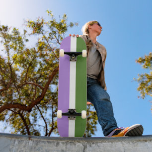 SlipperyJoe's genderqueer trotskleuren vlag lavend Persoonlijk Skateboard