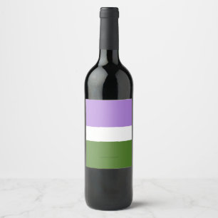 SlipperyJoe's genderqueer trotskleuren vlag lavend Wijn Etiket
