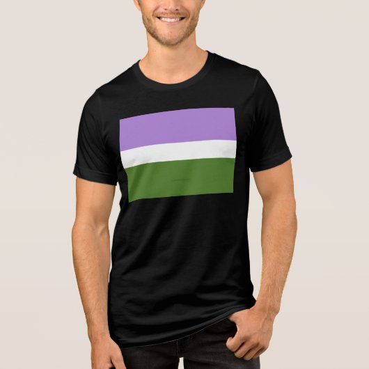 SlipperyJoe's genderqueer trotskyflag lavendelblen Tri-Blend Shirt (Voorkant)