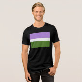 SlipperyJoe's genderqueer trotskyflag lavendelblen Tri-Blend Shirt (Voorkant volledig)