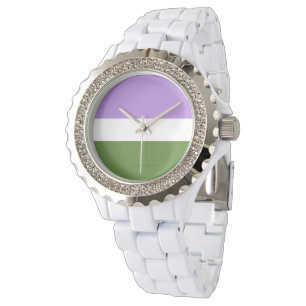 SlipperyJoe's genderqueer trotsvlag lavendelblendi Horloge
