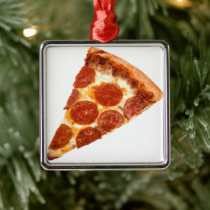 SlipperyJoe's gesneden pizza pepperoni kaas delici Metalen Ornament
