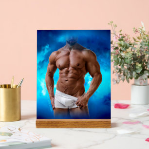 SlipperyJoe's gespierde baardige man shirtloos six Acryl Bord