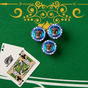 SlipperyJoe's gespierde baardige man shirtloos six Poker Chips
