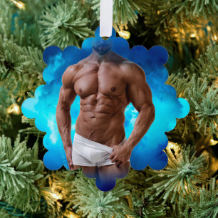 SlipperyJoe's gespierde baardman shirtloos sixpack Ornament Kaart