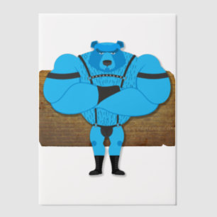 SlipperyJoe's gespierde blauw beer cartoon stijl s Vellum Uitnodigingen