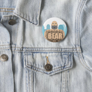 SlipperyJoe's gespierde kale beer man gestileerde  Ronde Button 5,7 Cm