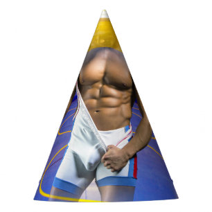 SlipperyJoe's gespierde man bult zes-pack gym trai Feesthoedjes
