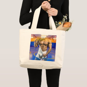 SlipperyJoe's gespierde man bult zes-pack gym trai Grote Tote Bag